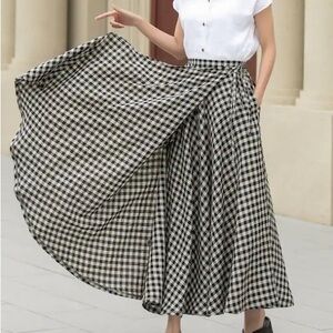 Wilfred Black and White Gingham A-Line Skirt